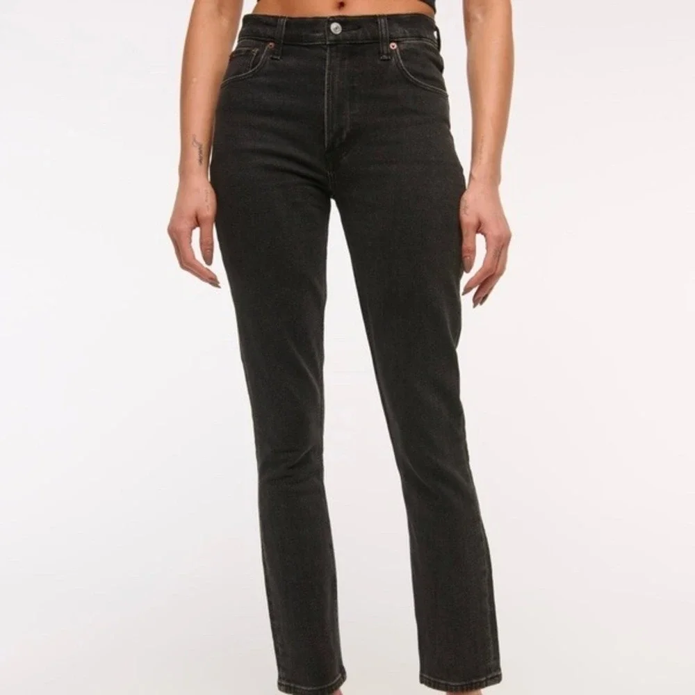 Abercrombie & Fitch Jeans High Rise Skinny 25 0 Black Denim Faded Casual Classic